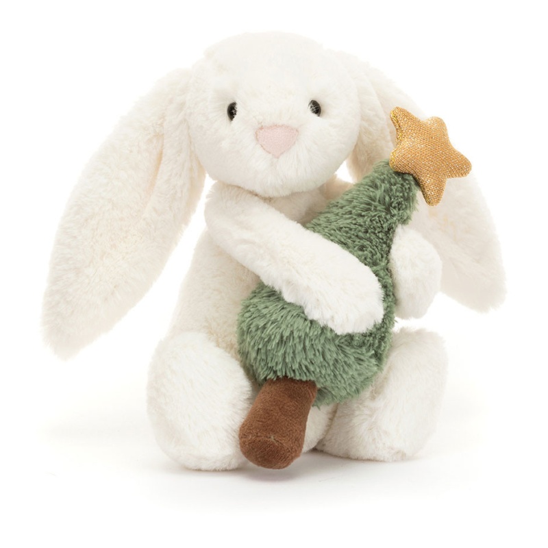 Jellycat Bashful Bunny With Christmas Tree 18cm