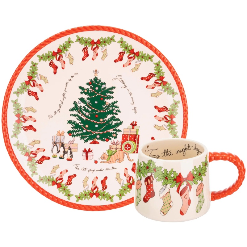 Cath Kidston Cath Kidston Christmas Eve Billie Mini Mug & Plate Set