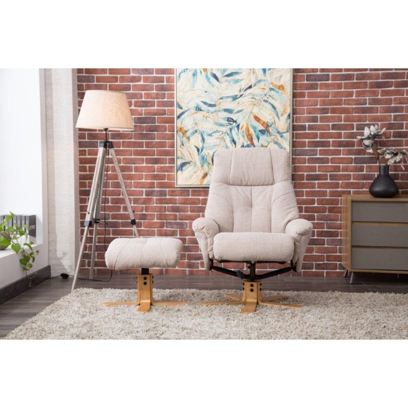 Compton Chair & Footstool Set - Lisbon Wheat Fabric