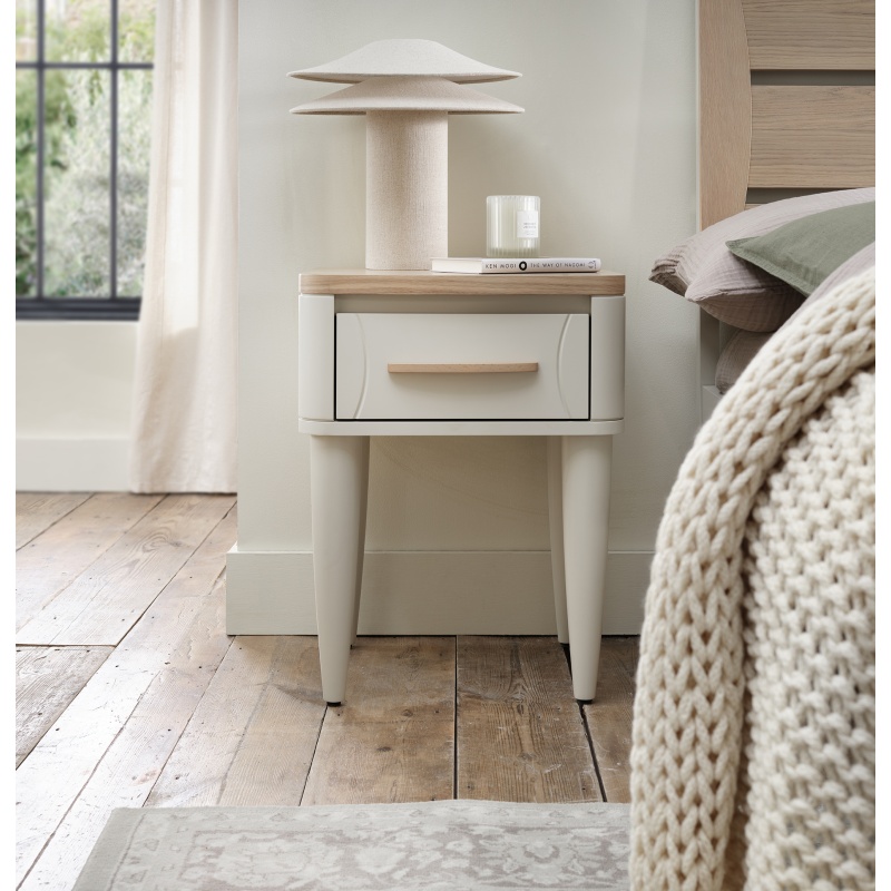 Delta Scandi Oak and Soft Grey 1 Drawer Nightstand