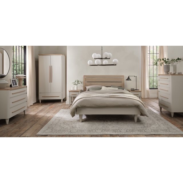 Delta Scandi Oak & Soft Grey Slatted Bedstead