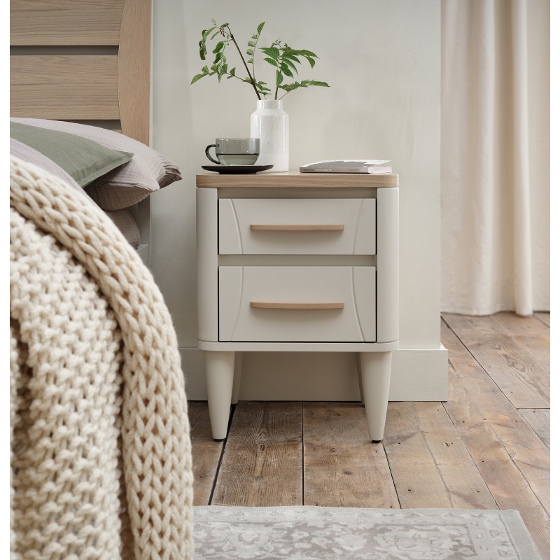 Delta Scandi Oak and Soft Grey 2 Drawer Nightstand