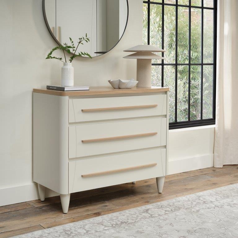 Delta Scandi Oak & Soft Grey 3 Drawer Wide Chest