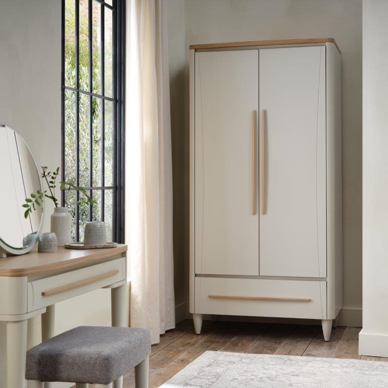 Delta Scandi Oak and Soft Grey Double Wardrobe