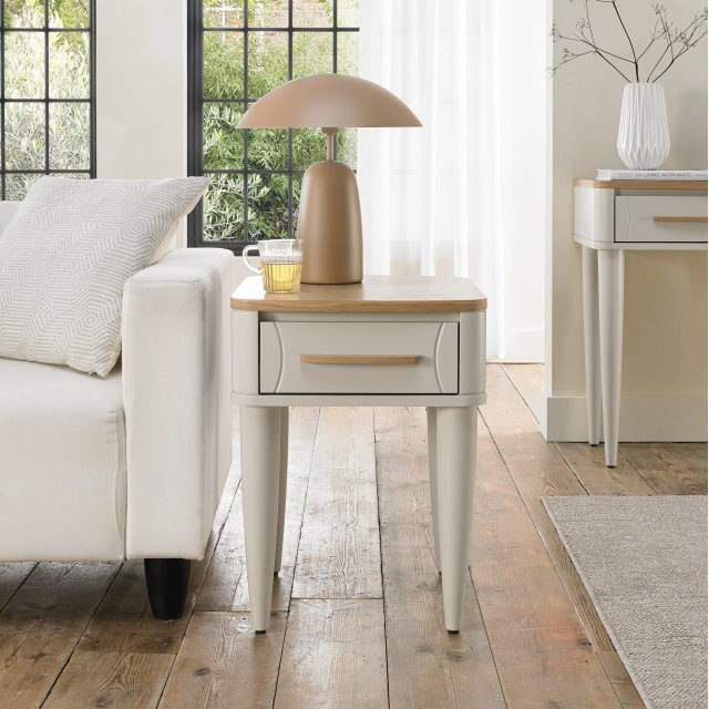 Delta Scandi Oak & Soft Grey Lamp Table