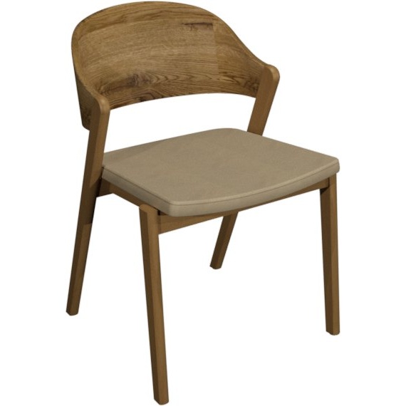 Kingston Rustic Oak Ply Back Dining Chair - Ivory Bonded Leather (Pair)