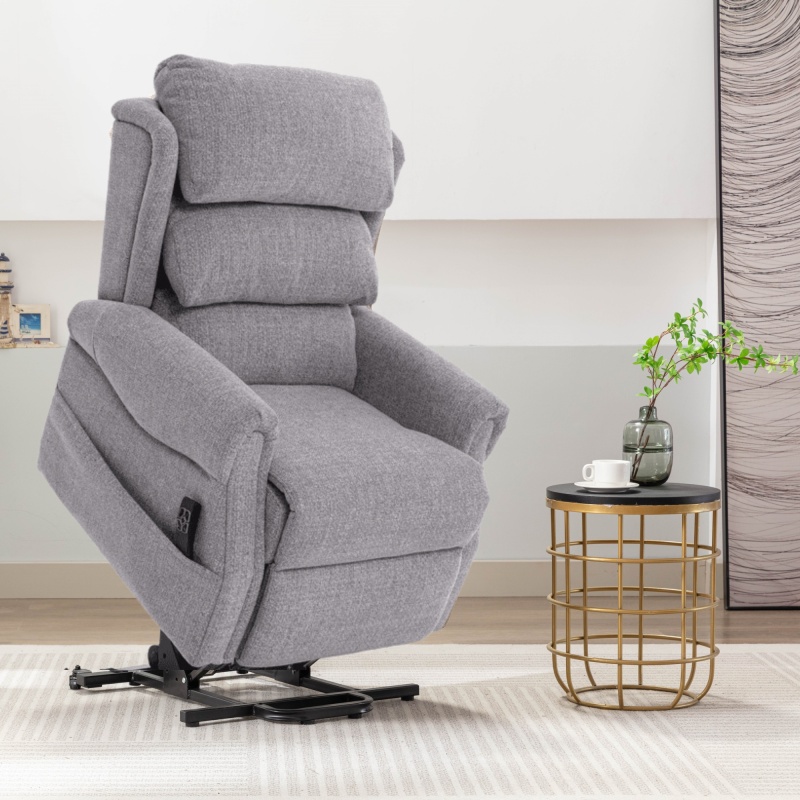 Luxor Dual Motor Riser Recliner Chair in Dove Grey Fabric