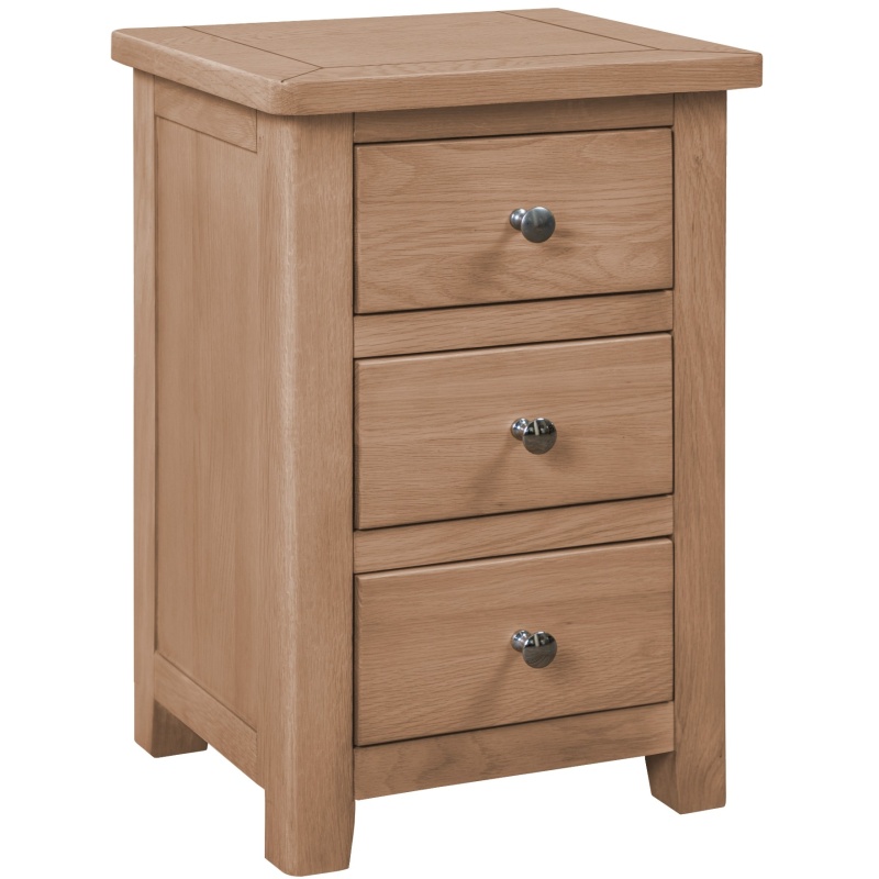 Cannes 3 Drawer Bedside Cabinet - Oak