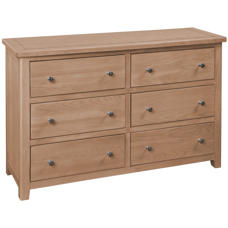 Cannes 6 Drawer Wide Chest - Oak