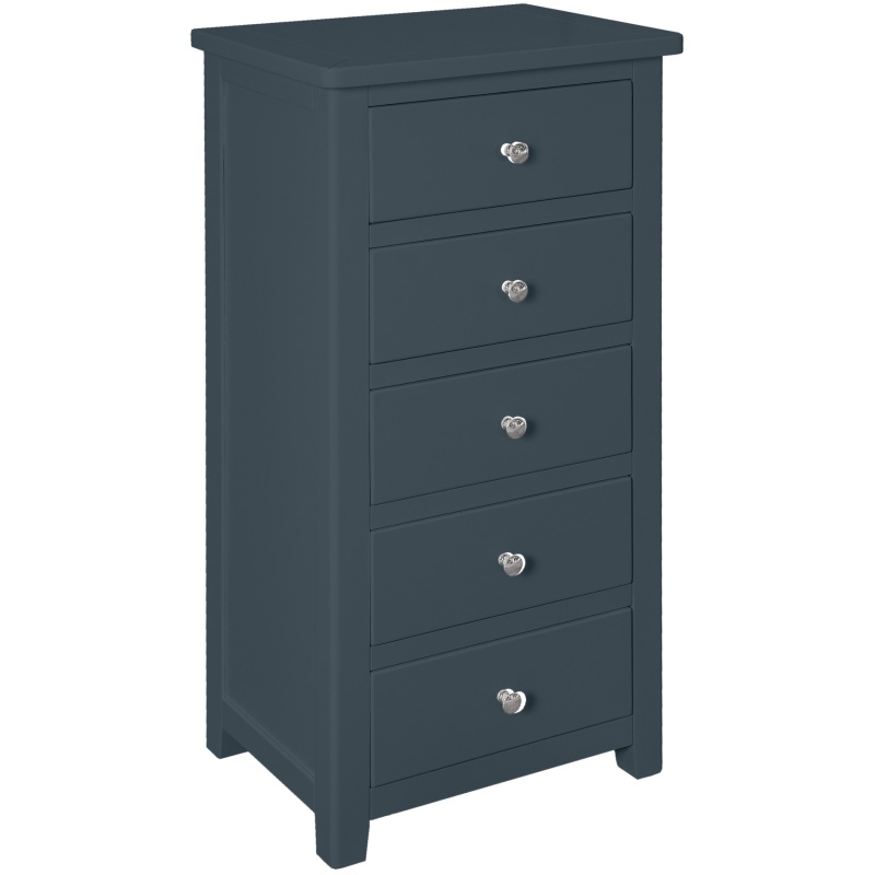 Cannes 5 Drawer Narrow Chest - Painted Blue