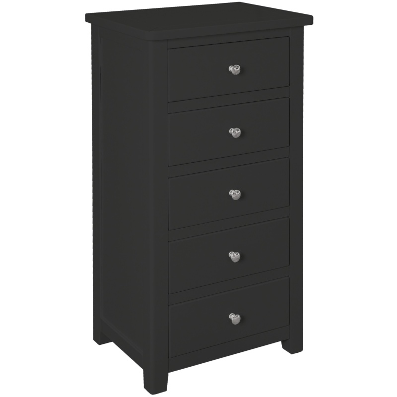 Cannes 5 Drawer Narrow Chest - Painted Charcoal