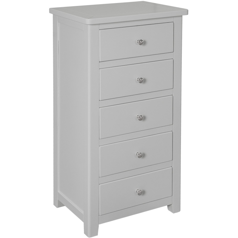 Cannes 5 Drawer Narrow Chest - Painted Pebble Grey