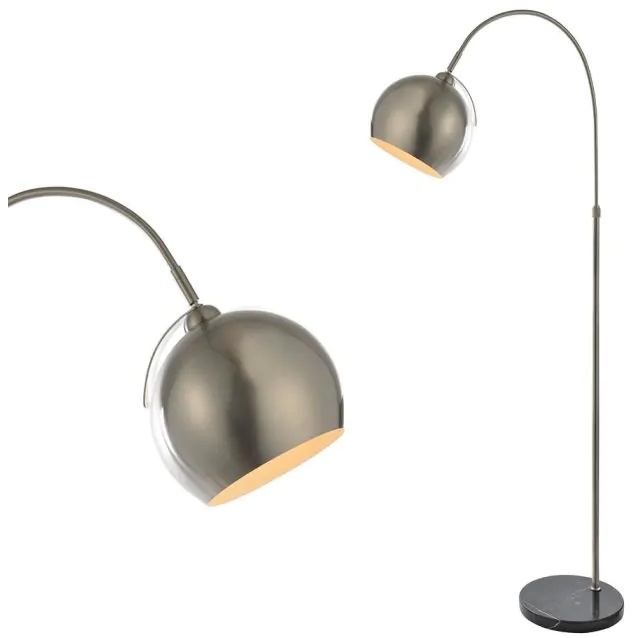 BHS Benson Curved Floor Lamp - Satin Nickel