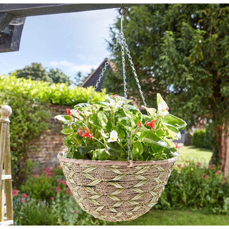 Smart Garden Woodland Faux Rattan Basket - 14/36cm In Natural/Green