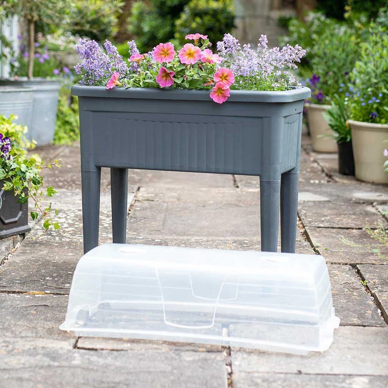 Tildenet Garden Raised Planter With Detachable Legs And Lid - Anthracite In Grey