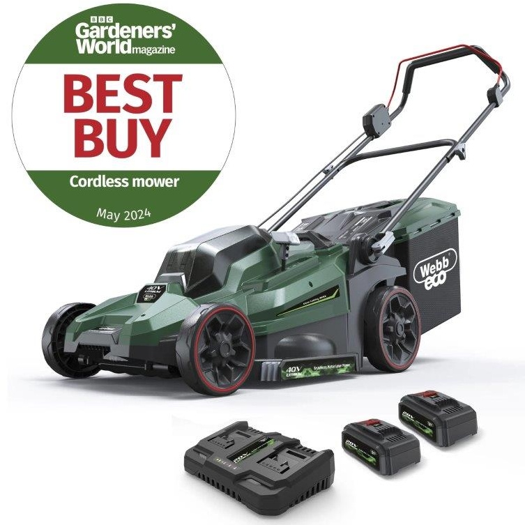 Webb Eco WEV20X2LM43B4X 40V 43cm (17inch) Cordless Rotary Lawnmower (2 x 4Ah Battery & Dual Charger