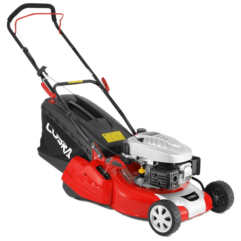 Cobra RM46C Hand Propelled 46cm 18inch Petrol Powered Rear Roller Lawnmower In Red/Black