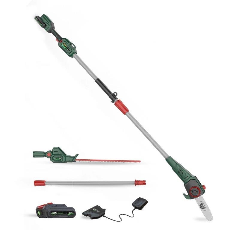 Webb Eco WEV20PSHTB2 20V 50cm (20inch) Cordless Long Reach Hedge Trimmer & 20cm Pruner