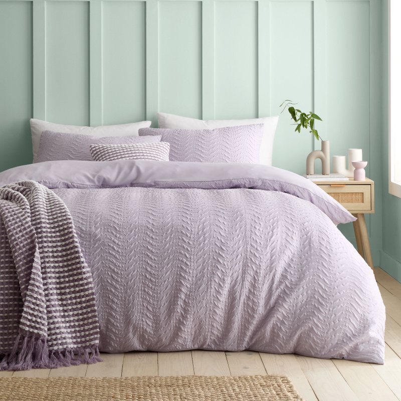 Catherine Lansfield Heatset Wave Duvet Set - Lilac