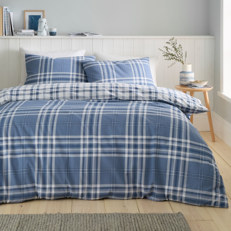 Catherine Lansfield Kelso Check Duvet Set - Blue