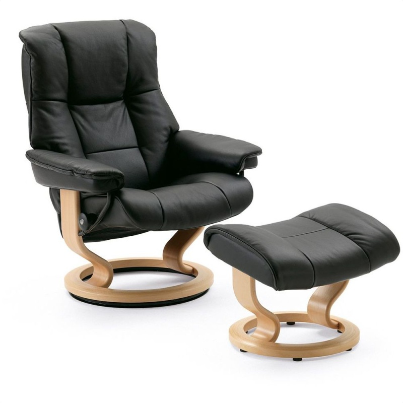 Stressless Mayfair Classic Base Chair and Footstool - Medium - Leather - Batick