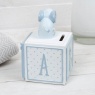 Elephant Letter Cube Money Box with Frame - Blue