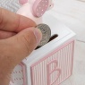 Elephant Letter Cube Money Box with Frame - Pink