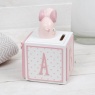 Elephant Letter Cube Money Box with Frame - Pink