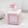 Elephant Letter Cube Money Box with Frame - Pink