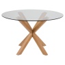 Heaven Dining Table - Glass With Oak Base