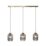 BHS BHS Lyna 3 Light Bar Ceiling Pendant Light - Smoke/Satin Brass