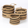 Esselle Barnsbury Set Of 3 Jute Baskets - Black Stripe