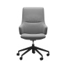 Stressless Mint Large High Back Office Armchair In Batick Wild Dove Leather With Black Steel Base