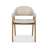 Brandon Rustic Oak Upholstered Arm Chair - Ivory Bonded Leather