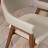 Brandon Rustic Oak Upholstered Arm Chair - Ivory Bonded Leather