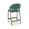 Brandon Rustic Oak Upholstered Bar Stool - Azure Velvet