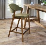 Brandon Rustic Oak Upholstered Bar Stool - Cedar Velvet