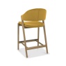 Brandon Rustic Oak Upholstered Bar Stool - Mustard Velvet