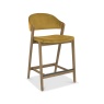 Brandon Rustic Oak Upholstered Bar Stool - Mustard Velvet