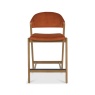 Brandon Rustic Oak Upholstered Bar Stool - Rust Velvet