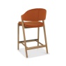 Brandon Rustic Oak Upholstered Bar Stool - Rust Velvet