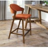 Brandon Rustic Oak Upholstered Bar Stool - Rust Velvet