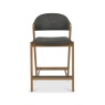 Brandon Rustic Oak Upholstered Bar Stool - Dark Grey Fabric