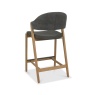 Brandon Rustic Oak Upholstered Bar Stool - Dark Grey Fabric