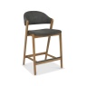 Brandon Rustic Oak Upholstered Bar Stool - Dark Grey Fabric