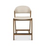 Brandon Rustic Oak Upholstered Bar Stool - Ivory Bonded Leather