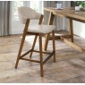 Brandon Rustic Oak Upholstered Bar Stool - Ivory Bonded Leather