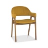 Brandon Rustic Oak Upholstered Arm Chair Pair - Mustard Velvet