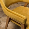 Brandon Rustic Oak Upholstered Arm Chair Pair - Mustard Velvet