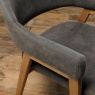 Brandon Rustic Oak Upholstered Arm Chair Pair - Dark Grey Fabric